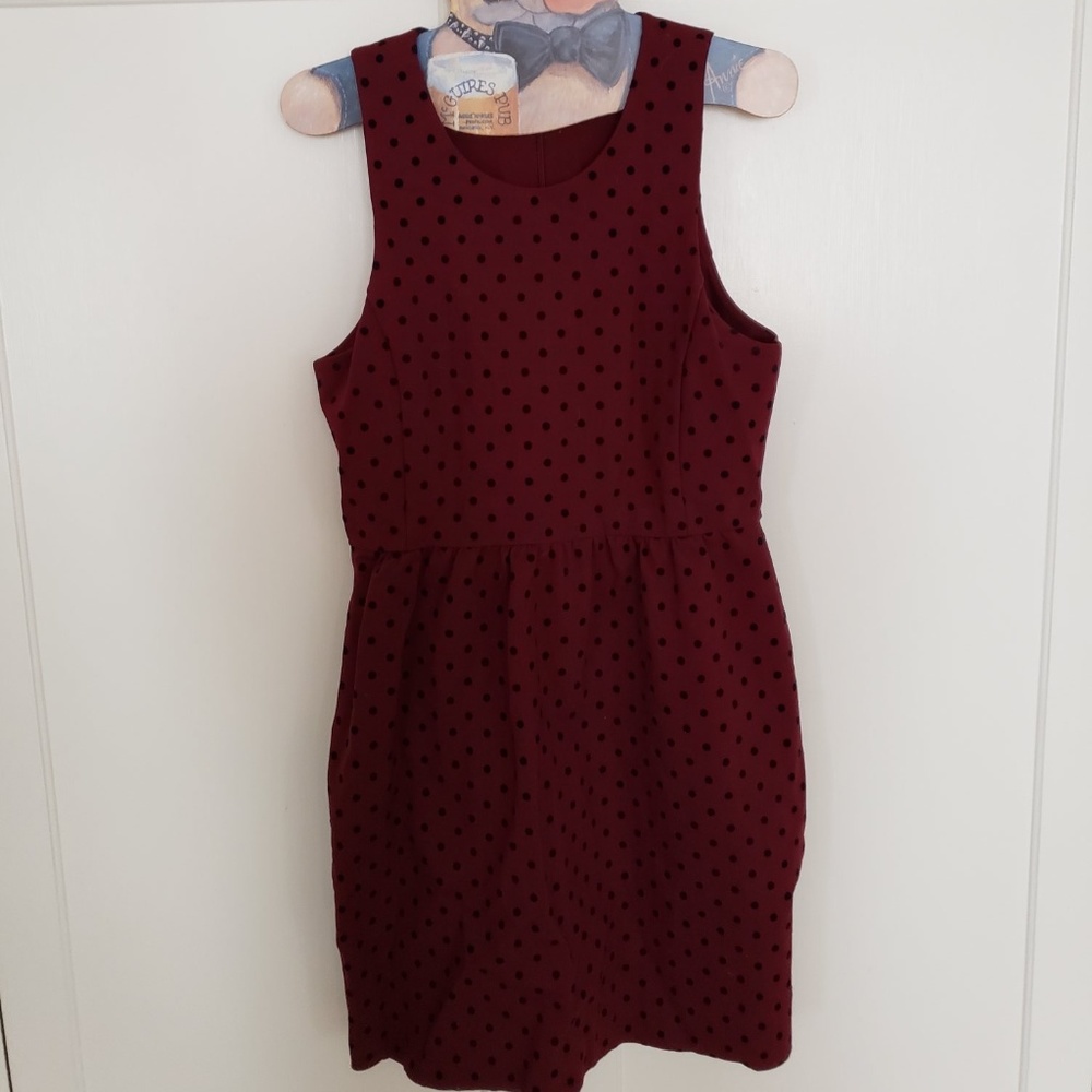 J. Crew Ponte Dress Velvet Dot Cranberry M